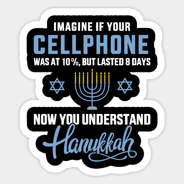 Funny cellphone 8 days understand jewish Hanukkah Chanukah Sticker by Designzz